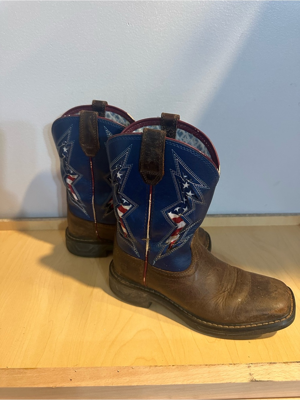 Ariat Brown and Blue Kids Western Pull-On Boots